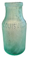 Antique 1880s J M Clark & Co Louisville KY Aqua Jar Bottle Hand Blown picture