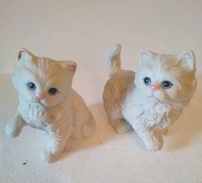 Vtg Homco White Persian Kitten Figurines With Blue Eyes Set Of 2 1413 picture
