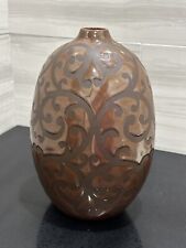 Vintage Fall Ceramic Brown Vase 11” picture
