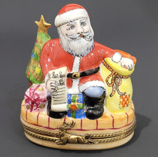 Limoges Santa Trinket Box Presents Christmas Tree Porcelain picture