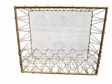 Vintage MCM Gold Metal Wire LP Record Rack Album Holder Stand Mesh Retro picture