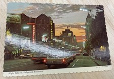 Vintage Glamorous Hollywood At Dusk Hollywood Boulevard Postcard 5.5x3.5 In picture