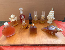 Lot of 8 Vintage Collectible Avon Perfume Bottles, Assorted Shapes Colors Glass picture
