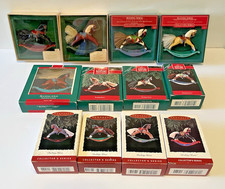 VINTAGE HALLMARK ROCKING HORSE CHRISTMAS ORNAMENTS SET of 12 82-83 85-86 89-96 picture