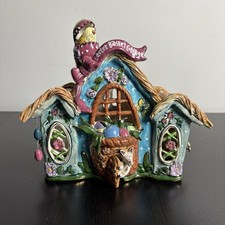 BLUE SKY Ceramic Easter Basket Cottage Tabletop Figurine 2003 picture