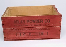 VTG Atlas Powder Company Stained Red Wood Shipping Crate Atlas Extra Dynamite picture