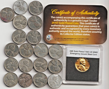 Rare Old 1943 US Lincoln Steel Penny Coin Collection WWII 24k Gold Plate Cent N6 picture