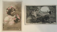 Lot 22 Vintage RPPC French Hand painted Postcards - CHILDREN  picture
