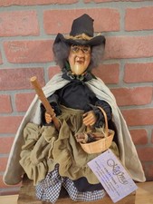 The Witches of Pendle Vintage Kasma Witch  Hanging wBroomstick Basket wFirewood  picture