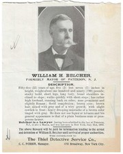 1905 Mayor William H. Belcher Wanted Poster Forgery Paterson NJ Flyer Criminal picture