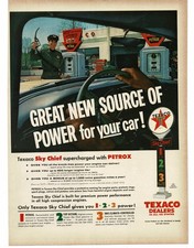 1956 Texaco Dealers Gas Station Attendant Service Man Sky Chief Print Ad 1 picture