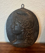 Antique French Cast Iron Metal Bronze Wall Plaque Medallion, MARIANNE 1880- 6