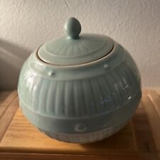 Late Qing Chinese Antique Celadon glazed porcelain Covered Jar -7-1/2