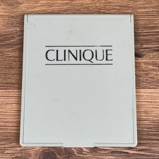 VTG CLINIQUE Compact Travel Makeup Mirror Silver/Mint Green Made in Korea picture