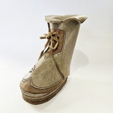 Cobbler Vtg Brown Clay Pottery Country Native Art Deco Rustic Boot Pottery USA  picture