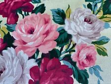 ROSES Hollywood Glamour 1930's Creamy Yellow Barkcloth Vintage Faille Fabric picture