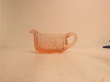 Pink Depression Glass Creamer Hobstat Pattern Vintage with only the creamer picture