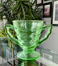 1920s Art Deco Green Uranium Vaseline Glass Sugar Bowl by DC Jenkins Glass EXC picture