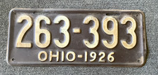 RARE 1926 OHIO LICENSE PLATE ORIGINAL PAINT CHEVY FORD DODGE ETC TOUGH PLATE  picture
