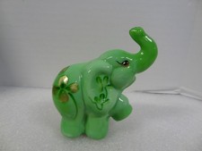 Vintage Artist Signed J Fredrick Fenton Chameleon Green Glass Elephant Figurine picture