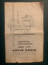 ARVIN MODEL 5578 Clock Radio Operating Instruction Manual & Schematics Original picture