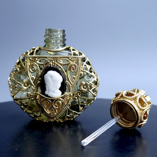 Art Deco Bottle for Perfume with Cameo Czech Glass Collectible Vial picture