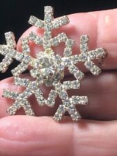 Eisenberg Ice Signed Silver Tone Clear Rhinestone Winter Snowflake Brooch Pin picture