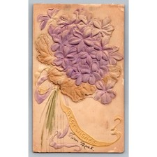 Antique 1907 Embossed Best Wishes Flowers Postcard Bridgeton NJ Air Brushed picture