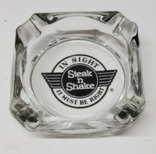 Vintage Steak N Shake Glass Marketing Ashtray picture