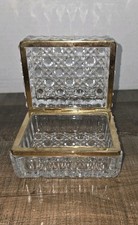Vtg GSE Ottone Garantito Cut Crystal Lidded Glass Jewely Casket Trinket Box READ picture