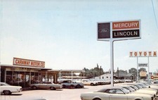 1969 TX Beaumont Caraway Motor Dealership Ford Toyota Crown trucks Postcard A70 picture