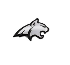 montana state university bobcat shiny chrome logo auto emblem usa made picture