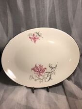 Homer Laughlin London Rhythm VTG Dinner Platter  1950’s Pink Silver Collectible picture