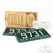 1962 New Hampshire License Plate PAIR With Registration and Original Cover picture