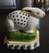 Vintage Portuguese Rabbit Majolica potiche Potpourri Vase/Jar W/ Stopper EUC picture