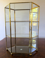 MCM VINTAGE authentic brass miniature glass&brass single door curio display picture