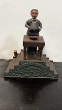 CAST-IRON J. & E. STEVENS MAGICIAN MECHANICAL BANK 1950’s Remake of 1902 picture