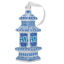 Chinoiserie Blue Pagoda Glass Ornament 5