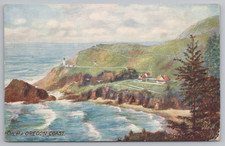 Vintage Oilette Postcard Oregon Coast Lighthouse Raphael Tuck 1910 Posted picture
