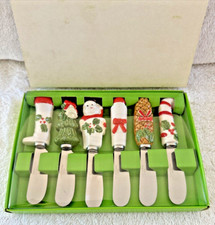 Charcuterie / Butter Knives Christmas All The Trimmings Set of 6 VTG Macy's 1986 picture