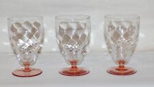 (3) Vintage Pink Footed Crystal 8oz Optic Wine Champagne Glasses / #95 picture