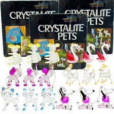 VTG 1976 Crystalite Pets Ornaments Lot of 3 Boxes 18 Total Animals Hong Kong picture
