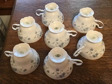 7 - VINTAGE JOHANN HAVILAND BAVARIA BLUE GARLAND TEACUPS picture