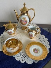 Vintage STW Bavaria Germany 24K Gold Fragonard Courting Couple 7 Pc Tea Set picture