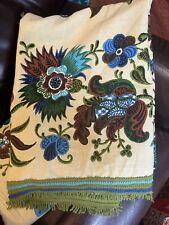 Vtg Bates TWIN 106x73 Bedspread Bohemian Floral Blue Turquoise Brown Green picture