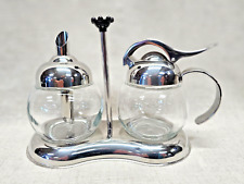 VTG Glass Sugar Shaker and Milk/Creamer w/Caddy by WMF BIN04 DS36 picture