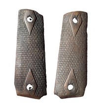 Original WWI Colt M1911 Walnut Grips Double Diamond US GI Military Vintage Wood picture