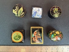 Vintage Russian Lacquer Box Lot of 6 Kholui Sadko Papier Mache Porcelain Bamboo picture