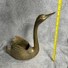 Brass Swan Planter Large 13 Inches Tall MCM Vintage hollywood regency picture