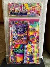 LISA FRANK 7 PIECE Stationery Set Notepad Eraser Pencils Zip Pouch Memo Pad NIP picture